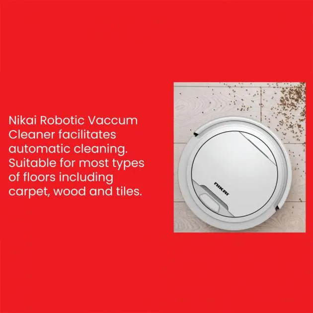 NIKAI Robotic Vacuum Cleaner NVCR101A - Automatic Cleaning, 1500 mAh Battery