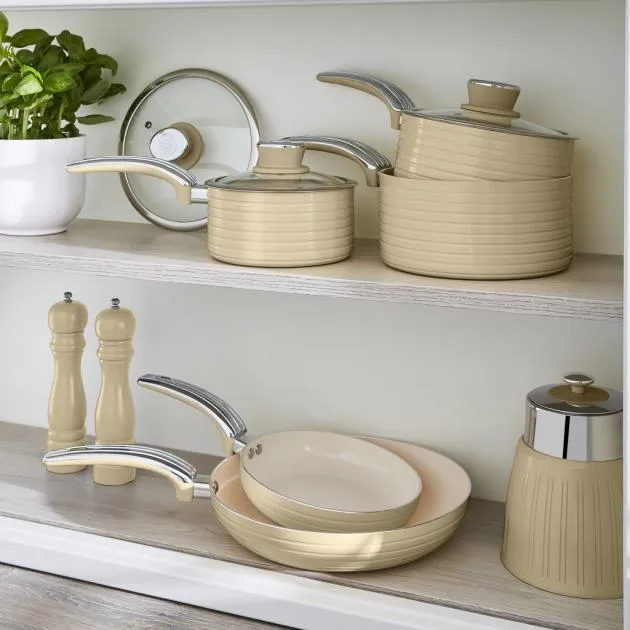 Swan Retro 5 Piece Cookware Set (Cream)
