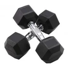 Quantum 5Kg Rubber Coated Hex Dumbbell Pair - Black 
