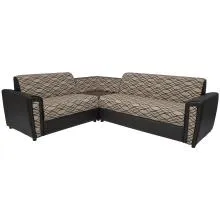 Levon Sectional Sofa - Brown PVC And Light Brown Flocking Fabric