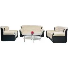 Kingston Fabric Sofa - Black PVC And Fabric