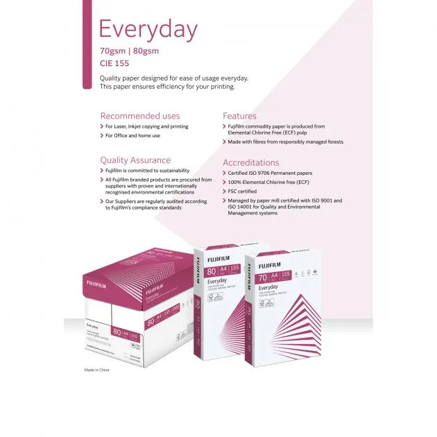 Fujifilm A4 80gsm White Multipurpose Paper - 500 Sheets, White (AONE-A4PAPER-PACK)