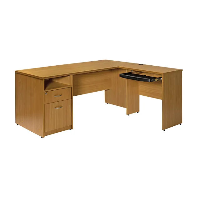 LEO L Shape Office Table 160x155x75 With Drawer & Cupboard (Beech)