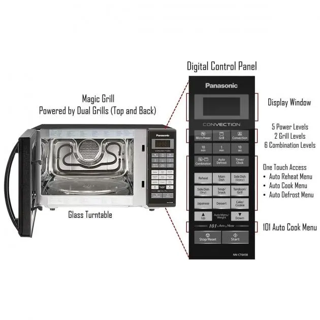 Panasonic 27L Convection Touch Microwave With Magic Grill (NN-CT645) - 1400W