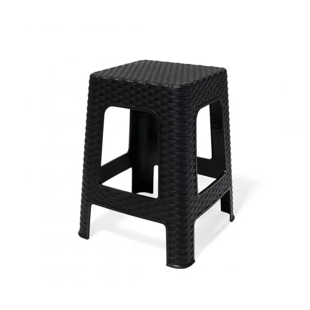 Rattan Plastic Stool - Black (RTN-ST-BL)