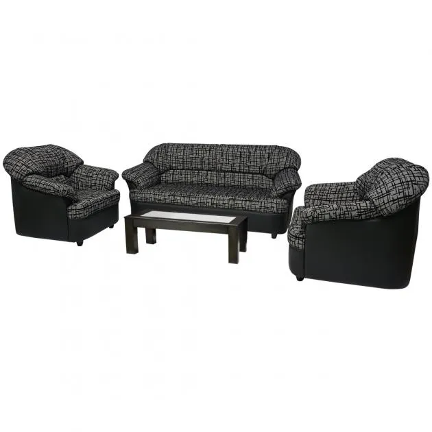 Daystar Sofa - Black PVC And Grey Fabric With Black Flocking