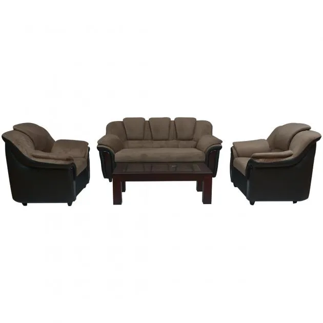 Dune Sofa - Brown PVC And Light Brown Micro Fabric (WF-DUNE-01-S)