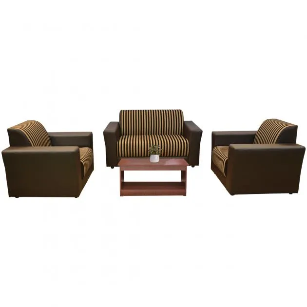 Lite Sofa - Brown PVC And Light And Dark Brown Striped Fabric