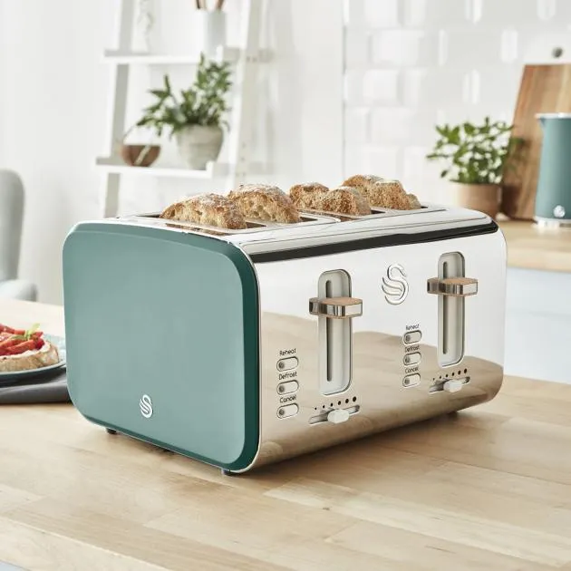 Swan 4 Slice Nordic Style Toaster 1500W (Green)