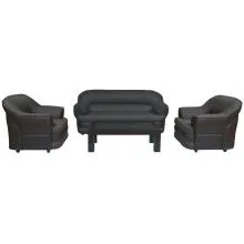 Calion Sofa - Brown PVC And Dark Grey Colour Fabric