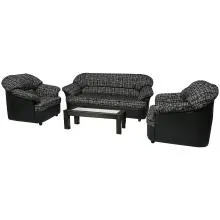 Daystar Sofa - Black PVC And Grey Fabric With Black Flocking