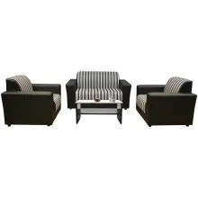 Lite Sofa - Black PVC And Black And Light Grey Fabric