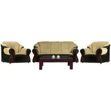 Raid Sofa - Black PVC And Beige Fabric